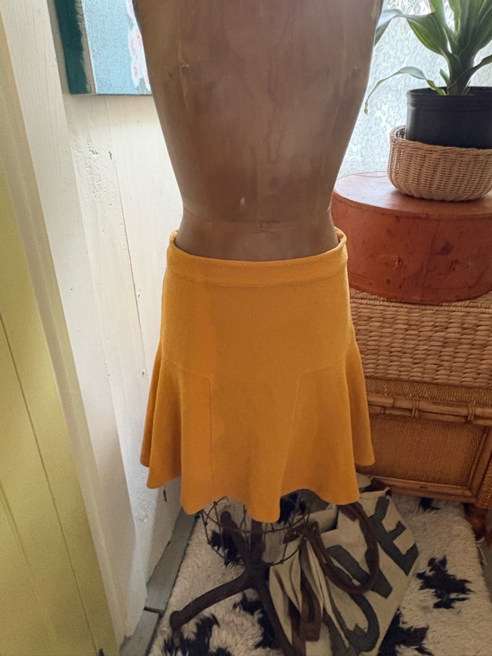 Vintage Anthropologie Maeve Mustard Yellow Skirt Medium